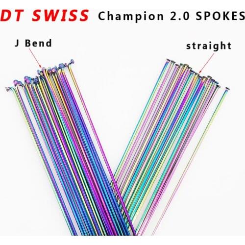 Bicycle spokes DT Swiss Champion 2.0 round spokes J-bend/straight pull head spokes Colorful bicycle spokes with copper cap