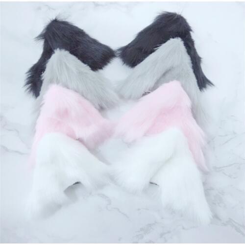 Handmade Anime Neko Costume Hair Clip Lolita Cosplay Party Cat Fox Fur Ears Lovely Night Party Club Bar Decorate Gift Anime Wig