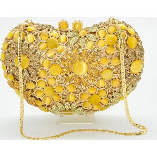 Clutch Bag Heart Shaped With Diamond Metal Crystal Clutch Bag Ladies Clutch Luxury Handbag Ladies Bag Elegant Design