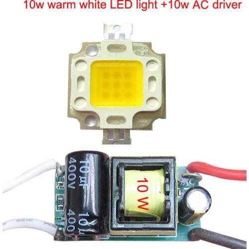 1pcs 10W Warm White 3000K Neutral White 4000K Cool White 6000-30000K SMD LED Light Chip With AC 110-220V Or DC 12-24V LED Driver