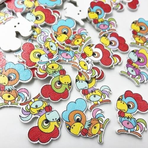 25/50/100Pcs Wooden Sewing Buttons Scrapbooking Cock shape 2 Holes 30X23mm Costura Botones Decorate WB570