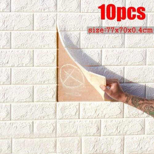 10Pcs 3D Wall Sticker Imitation Brick Bedroom Decoration Waterproof Self-adhesive Wallpaper For Living Room Kitchen TV Backdrop