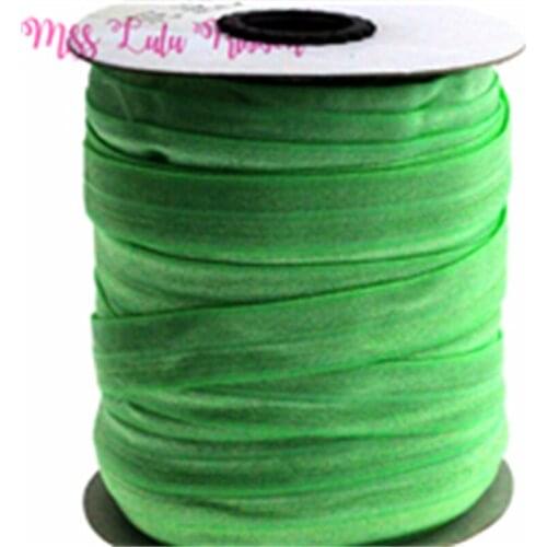 5/8"16mm color mint fold over elastic ribbon solid matt webbing diy handmade hair bows headband gift wrap decorations 50yards