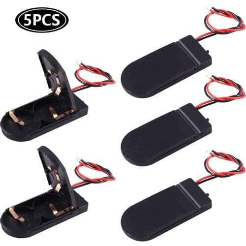 5PCS CR2032 Battery Holder Coin Cell Holder with Switch, 2 x 3V Button Battery Holder Case with ON/Off Switch Lead Wire