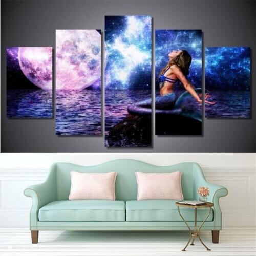 5D Moon mermaid diamond embroidery crystal cross stitch kits diamond embroidered Mosaic cartoon diamond painting wall art DW993