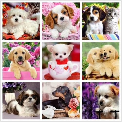 Diamond Painting Pet Dog Home Decor Hanging Painting Animal 5D DIY Square&Round Diamond Embroidery Mosaic Cross Stitch