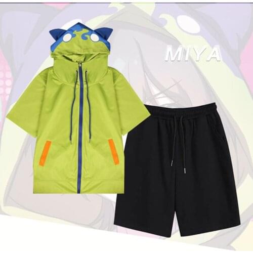 Anime Sk8 the Infinity Miya Cat Hooded Short Sleeve T Shirt Costumes Cosplay For Woman Man Plus Size