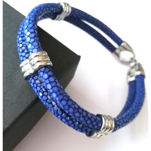 BC jewelry Men jewelry 5mm red stingray leather bracelet with stainless steel Round buckle bracelets & bangles drop ship