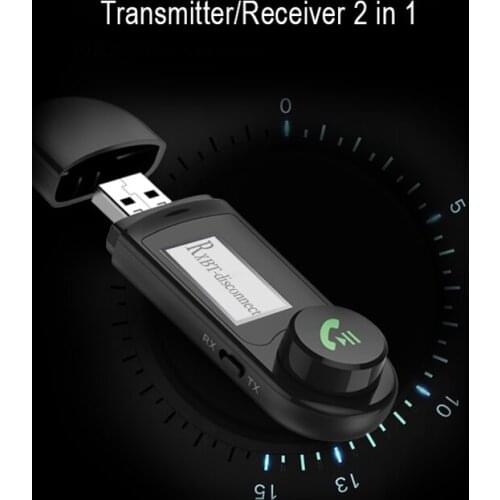 For TV PC Driver-Free USB Dongle 3.5MM 3.5 AUX Wireless Adapter USB Compatible5.0 + EDR + LCD Display Audio Receiver Transmitter