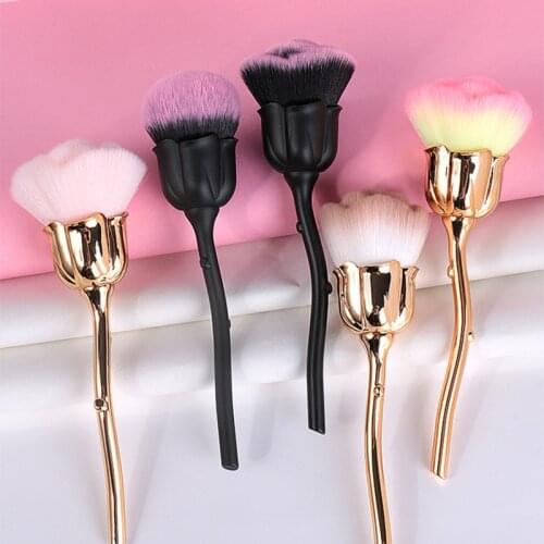 Nail Brush Nail Art Dust Brush Powder Brushes Nail Accessories Tools Long Handle Cleaning Care Manicure Tool Flower Brush Head