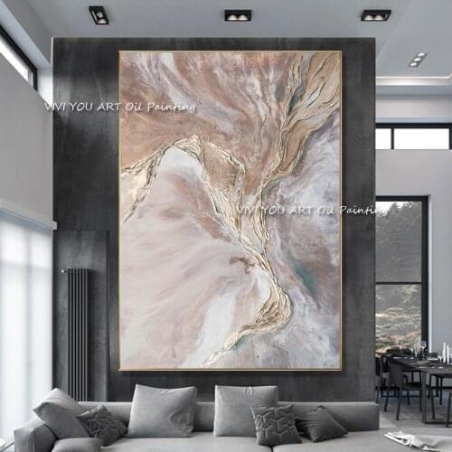 The Shadow Golden Handmade Creative Nordic Abstract Modern Thick Oil Painting On Canvas Handpainted Textured Wall Art For Office