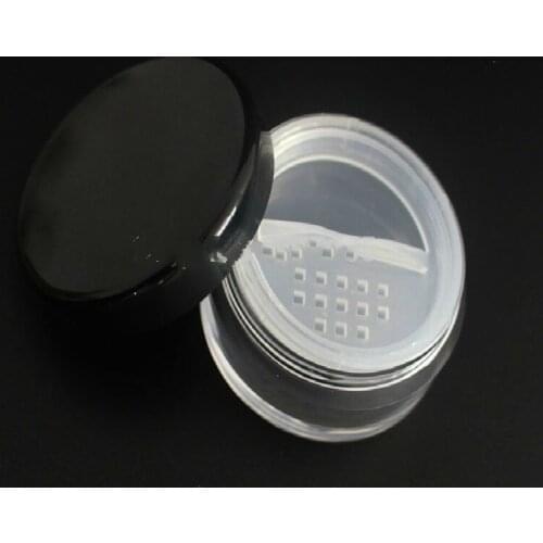 Empty Round Loose Powder Container 10g Black Rotating Sifter Lid Plastic Clear Box Makeup Loose Powder Bottle 10pcs/lot