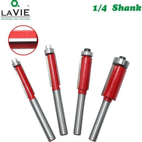 LAVIE 1pc 1/4 Inch Shank 6.35mm Flush Trim Router Bit for Wood Trimming Cutter with Bearing Milling Cutter Woodworking MC01029
