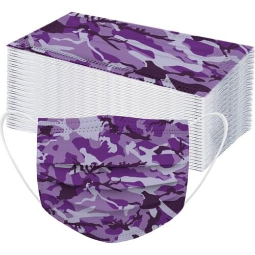 Camouflage 50pcs Cosplay Disposable Mask Kids Printed 3ply Filters Ear Loop Children Mouth Masks Halloween Costume Mascarillas