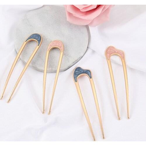 Metal Hair Sticks for Women Shell Hair Clip Pins Minimalist U Shape Girls Hairpins Hair Bun Maker Headwear