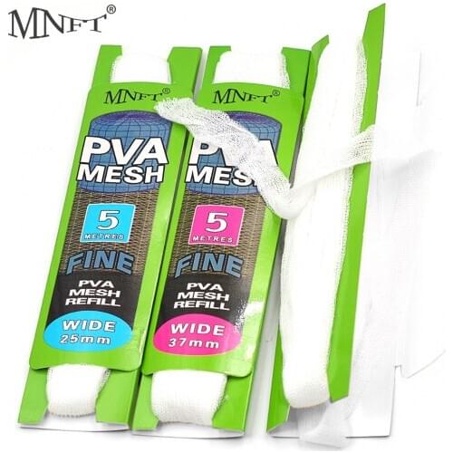 MNFT 2 Packs Carp Fishing PVA Dissoluble Mesh Refill Hair Rig Hook 25MM/37MM X5m