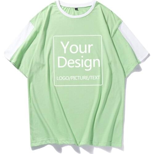 Fashion Custom Your Logo Color Block T Shirt Cotton Women Contrast Smock Blouse Office Ladies Casual Shirts Chic Tops Streetwear