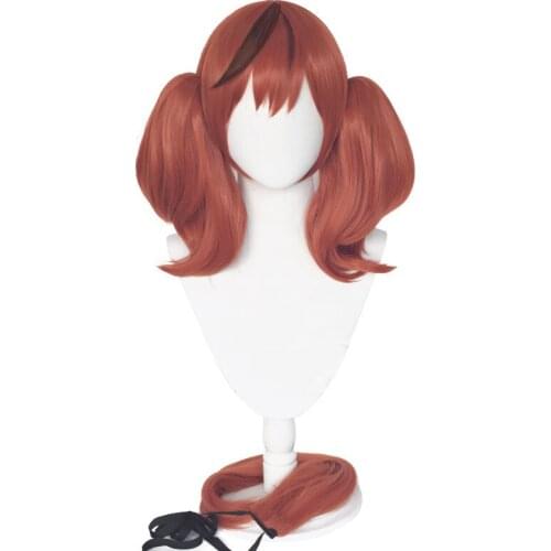 Uma Musume Nice Nature Cosplay Wig Uma Musume Pretty Derby Red Brown Detachable Ponytails Wig with Bangs + Free Wig Cap