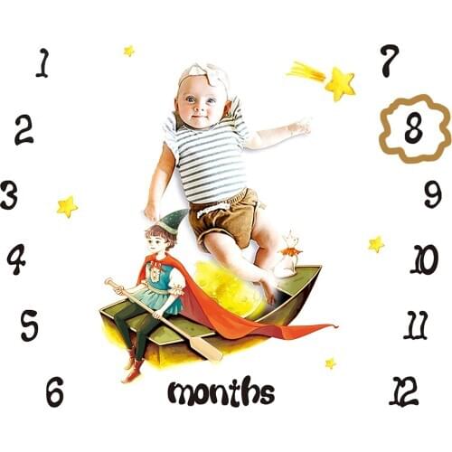 Newborn Photo Props Photography Blanket Unisex Baby Cartoon Cute Photo Background Milestone Blanket