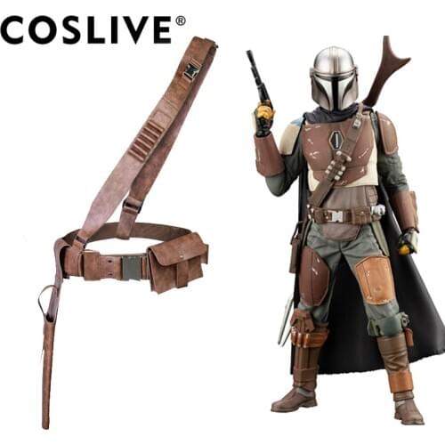Coslive The Mandalorian PULeather Belt Leg Pack Gun Package Men Cosplay Costume Props 1:1 Scale Movie Replica Halloween Adults