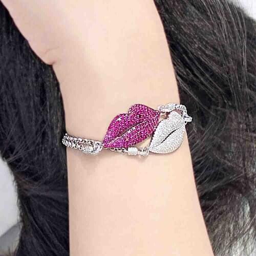 Rhinestone Red Lips Bracelets for women Bohemia Vintage Bracelet Anklet High Quality Jewelry Charm Party Fashion Gift 2020 New