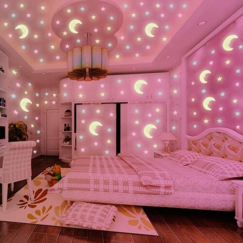 Luminous stickers stars 3D three-dimensional wall stickers net red girl bedroom ins small room jewelry rental house