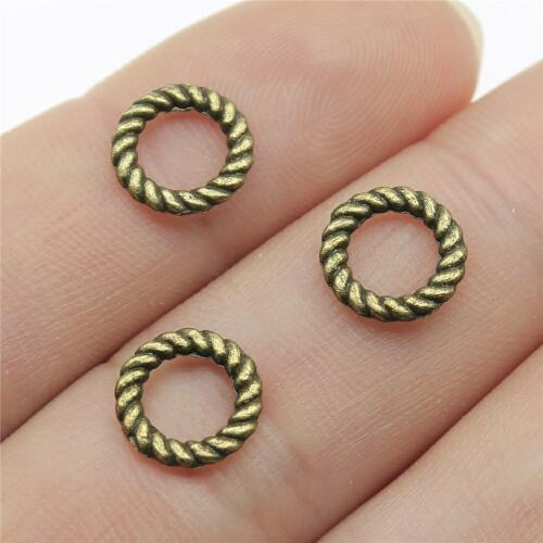 WYSIWYG 40pcs 9mm Vintage Pendants Jewelry Making Antique Bronze Color Small Circle Connector Spacer Beads Pendants Charm