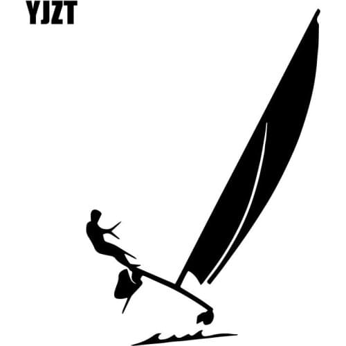 YJZT 11.9CM*17.61CM Catamaran Hobie Cat Sailing Ocean Car Sticker Decor Car Styling Vinyl Decal Black/Silver C31-0332