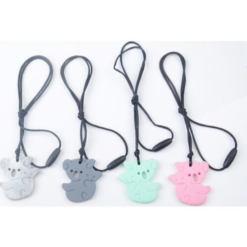 4PCS Koala Teething Necklace Silicone Baby Teethers Chewable Pendant Charm Toys Silicone Beads Gift