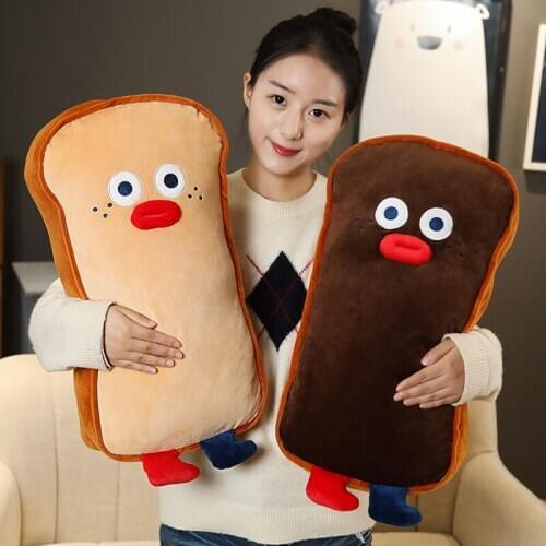 1pcs 65cm Red Lip Round Eye Toast Bread Plush Cushion Stuffed PP Cotton Fast Food Doll Sleeping Pillow Cushion Kids Gift