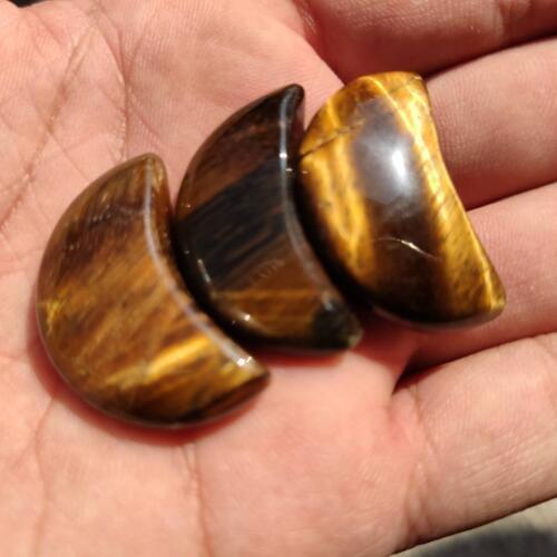 3pcs Natural crystal YELLOW TIGERS EYE Moon