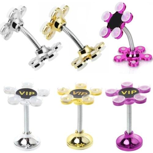 360 Degree Rotatable Metal Flower Magic Suction Cup Mobile Phone Holder Car Bracket for ipad Smartphones