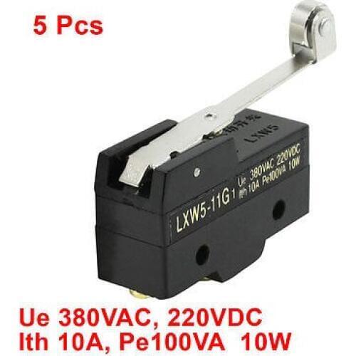 5 Pcs LXW5-11G1 Parallel Roller Hinge Lever Micro Limit Switch 380VAC 220VDC