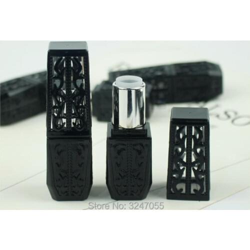 50pcs/lot 12.1mm Empty Black Retro Design Lipstick Tube,Hollow Style Plastic Lip Balm Refillable Bottle,Professional Makeup Tool