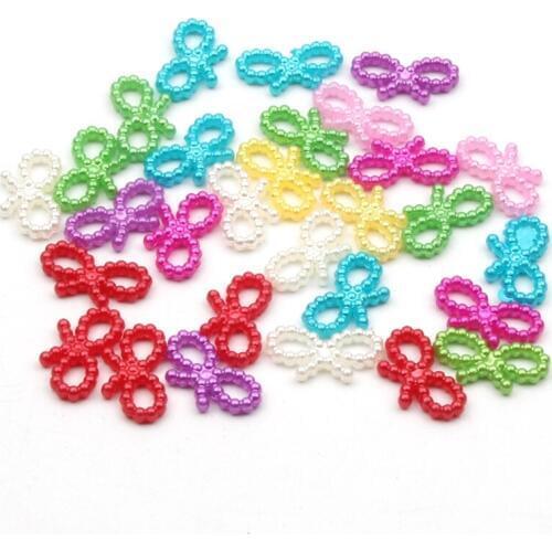 50pcs Mixed Bow Tie Pearl Decoration Crafts Flatback Cabochon Scrapbooking Embellishments Kawaii Diy Accessories