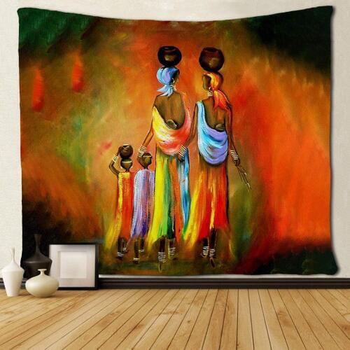African Women and Children Black Art Afro Tapestries Hippie Art Wall Hanging