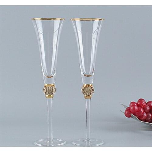2Pcs Phnom Penh Champagne Glasses Inlaid Diamond Wine Glass Weddeing Party Enamel Crystal Goblet Cocktail Glass Drinkware 200ml