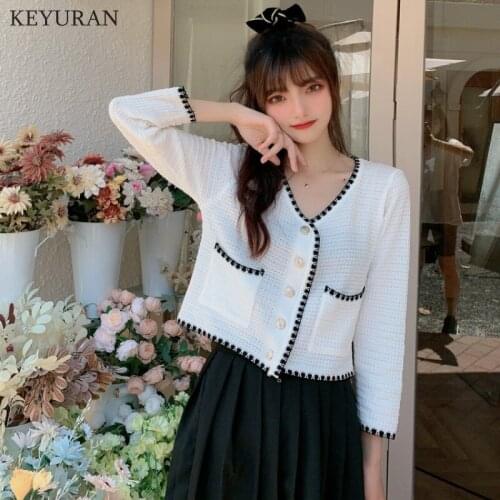 Large Size Women Knitted Full Sleeve Single-Breasted Button Sweaters Cardigans Lady Knit Pockets Chic Crop Tees Tops for Female