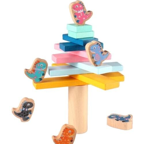 Wood Dinosaur Balance Tree Game Kids Educational Toys Children Wooden Toys Balancing Blocks Baby Children Montessori Gifts