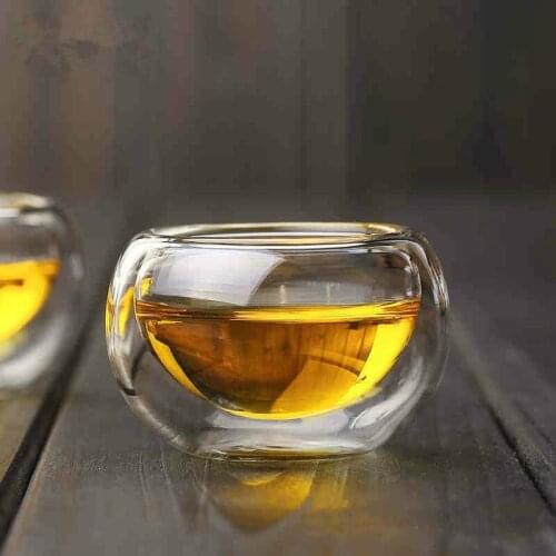 Double Layer Glass 50ML Teacup Handmade Tea Mug Tea Master Tools Tea Cup High Borosilicate Glass Heat Resistant Tea Accessories