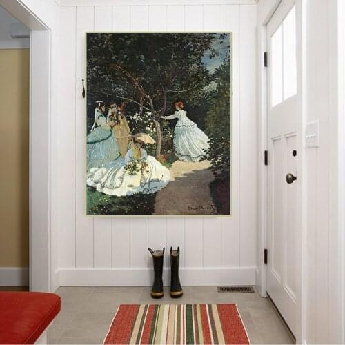 Canvas Oil Painting Claude Monet"Women In The Garden"Wall Aesthetic Western Art Decor Poster Home Room Interior Decoration