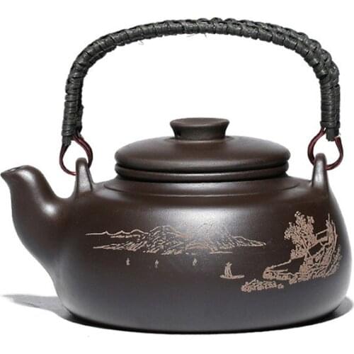 Yixing Ceramic Handmade Tea Pot Purple Clay Large Capacity Creative Handle Teapot With Filter Chinese Kung Fu Kettle Drinkware