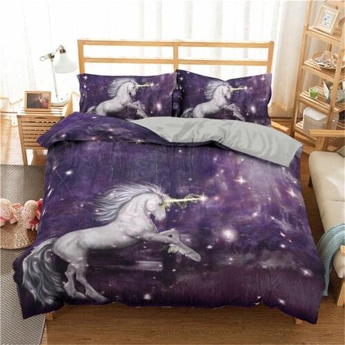 Cartoon Unicorn Bedding Cover New Fashion Pillowcase Quilt Cover Home Textile Set Double Bed Queens Bed Linen Perfect Gift