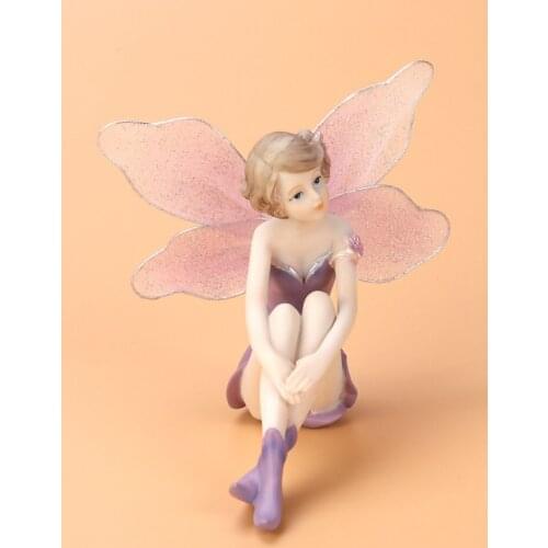 Beautiful Girl Creative Gifts Resin Angel Ornaments Home Decoration Miniature Flower Fairy Figurines Wedding Decoration(Sitting