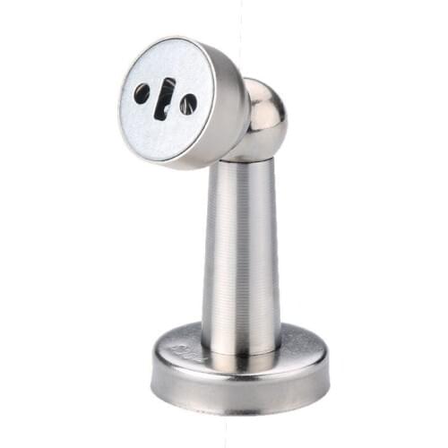 2pcs Magnetic Door Stopper Silver Stainless Steel Stopper Fitting with Screws for Furniture Doors Stops Wall Mount Home Hardware
