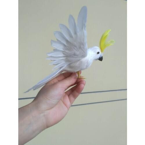 Small cute simulation bird toy polyethylene & furs wings white cockatoo bird doll gift about 20x28cm 2181