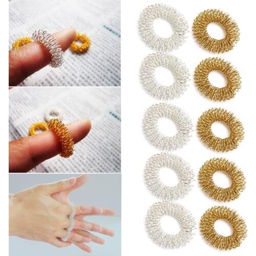 Body Finger Massage Rings Acupuncture Ring Gold/Silver Plated Cool U2JD