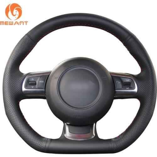 MEWANT Black Artificial Leather Car Steering Wheel Cover for Audi TT TTS (8J) 2006-2014 A3 S3 (8P) Sportback 2008-2012 R8 (42)