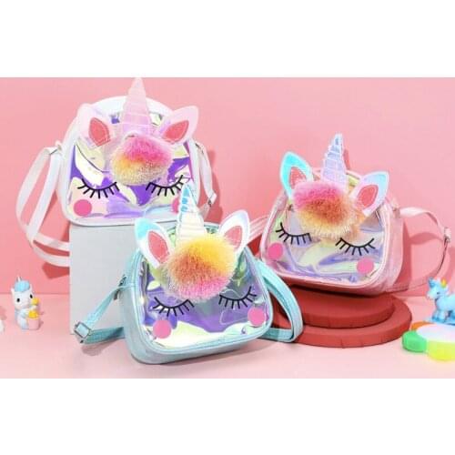 Cute Adorable Unicorn Crossbody Bags Clear Cartoon Girl Shoulder Bags Women Small Messenger Purse For Gift