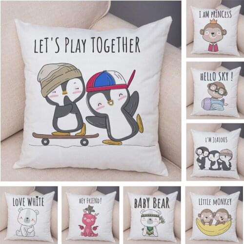 Cute Cartoon Giraffe Monkey Pillow Case Decor Nordic Style Animal Cushion Cover for Sofa Home Soft Plush Pillowcase 45x45cm